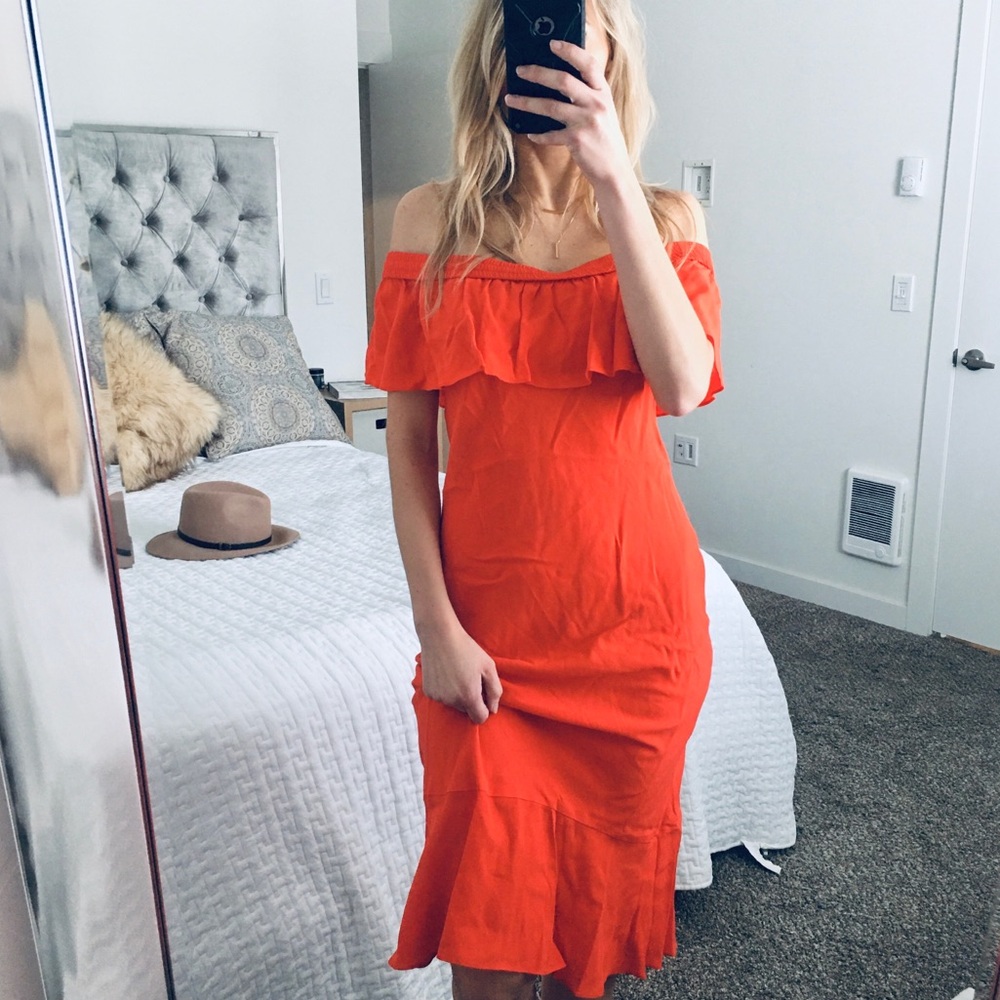 Veronica Beard Off-Shoulder Ruffle Dress